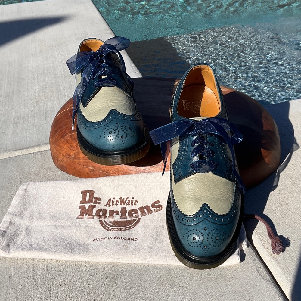 Dr. Martens Women's Blue and Cream Brogues